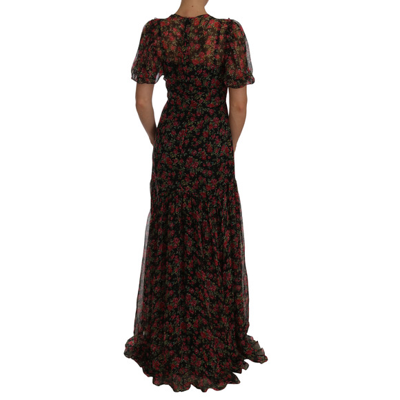 Dolce & Gabbana Black Floral Roses A-Line Shift Gown - Picture 2 of 4
